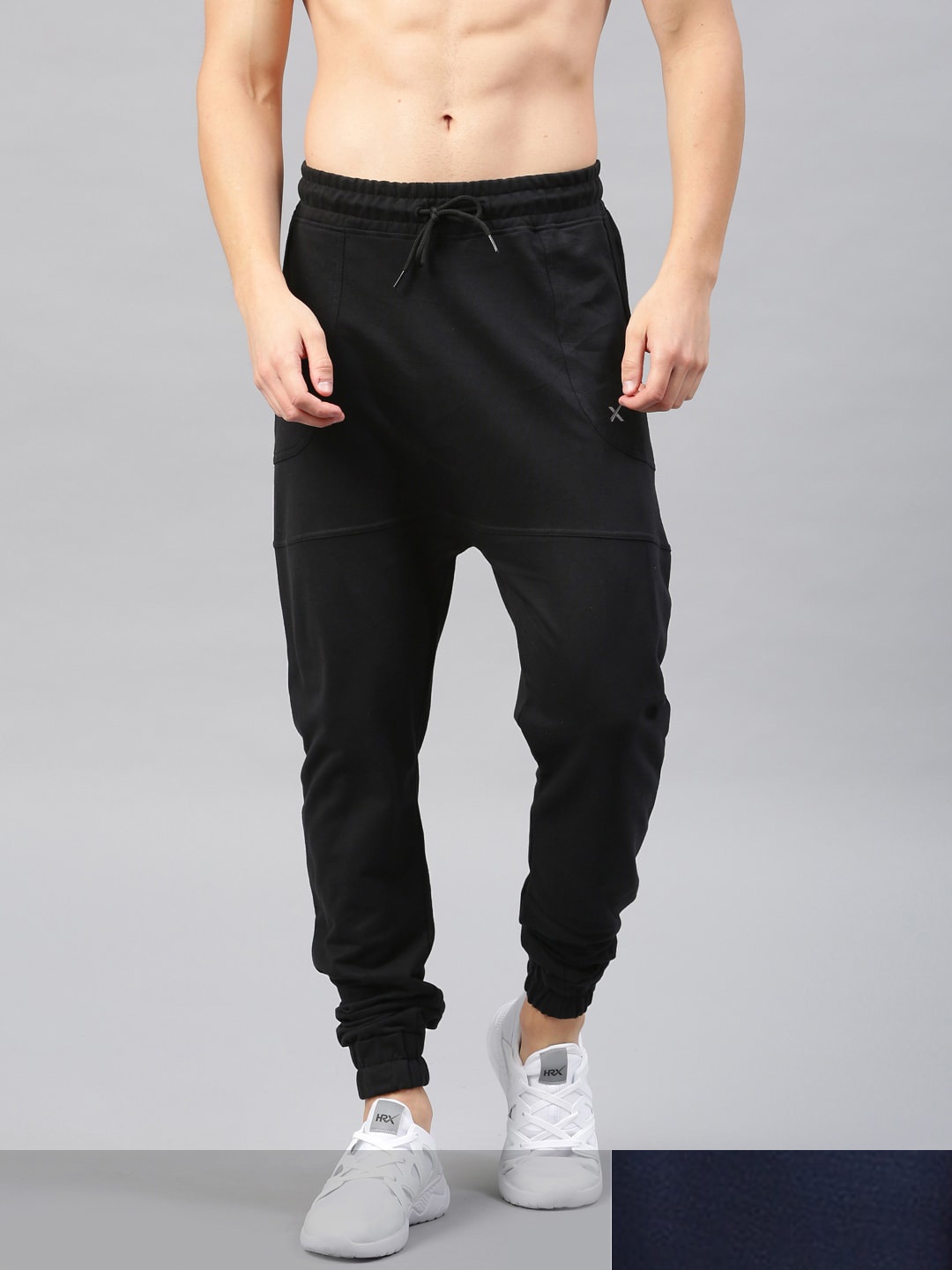 

HRX by Hrithik Roshan Men Pack of 2 Black & Navy Blue Solid Track Pants