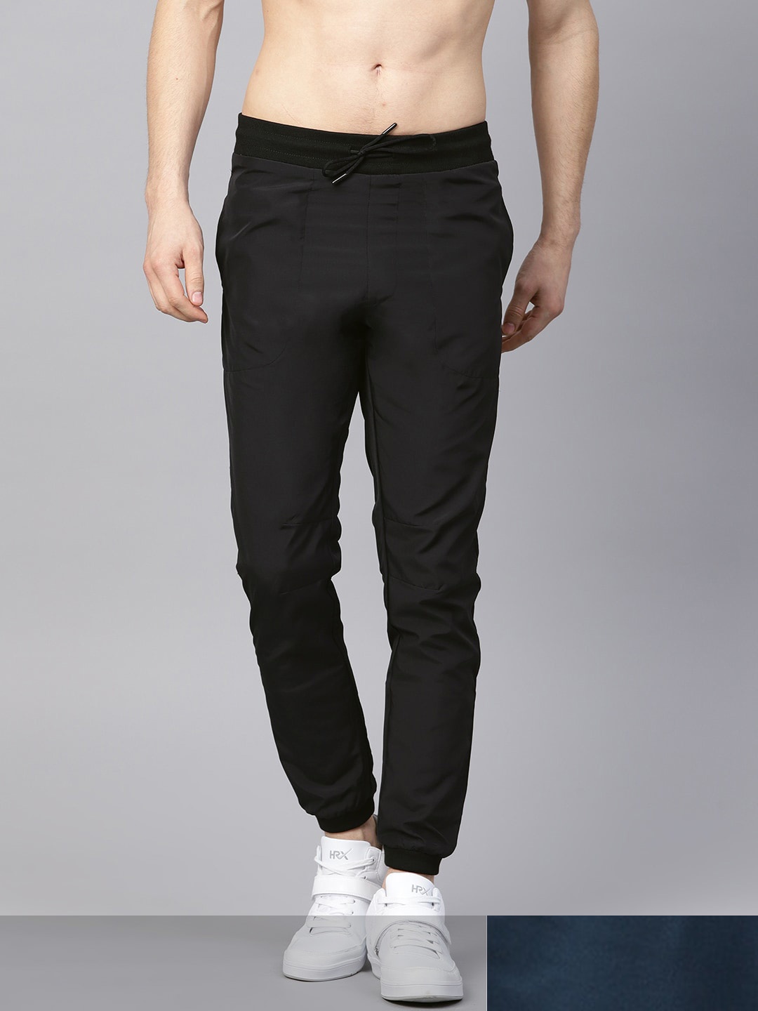 

HRX by Hrithik Roshan Men Pack of 2 Black & Blue Solid Track Pants