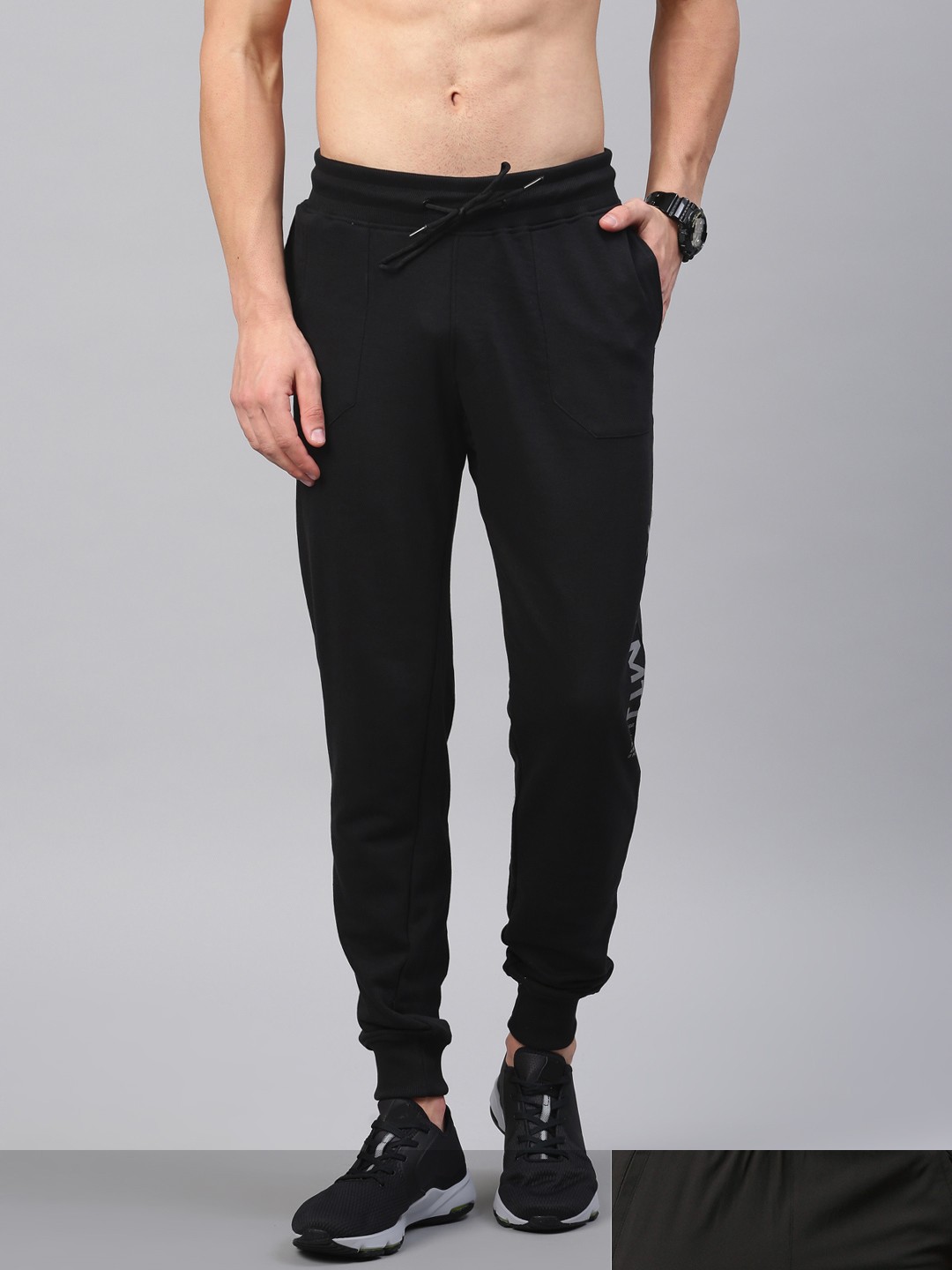 

HRX by Hrithik Roshan Men pack Of 2 Black Solid Active Joggers
