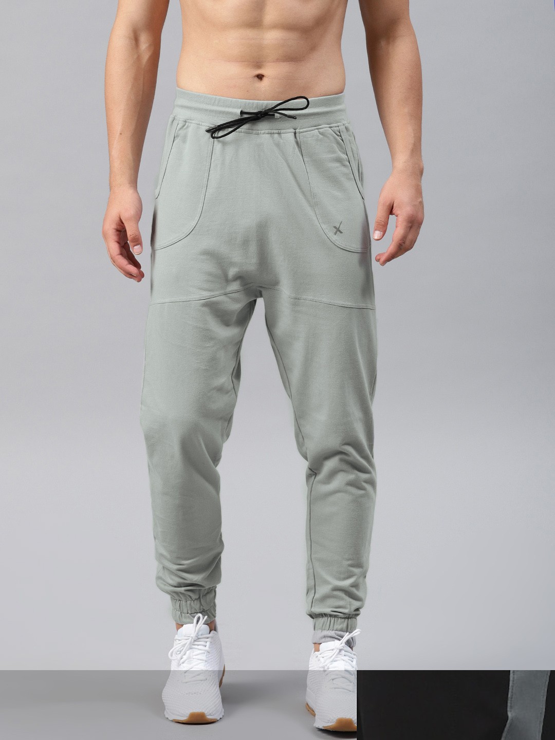 

HRX by Hrithik Roshan Men Pack of 2 Grey & Black Solid Joggers