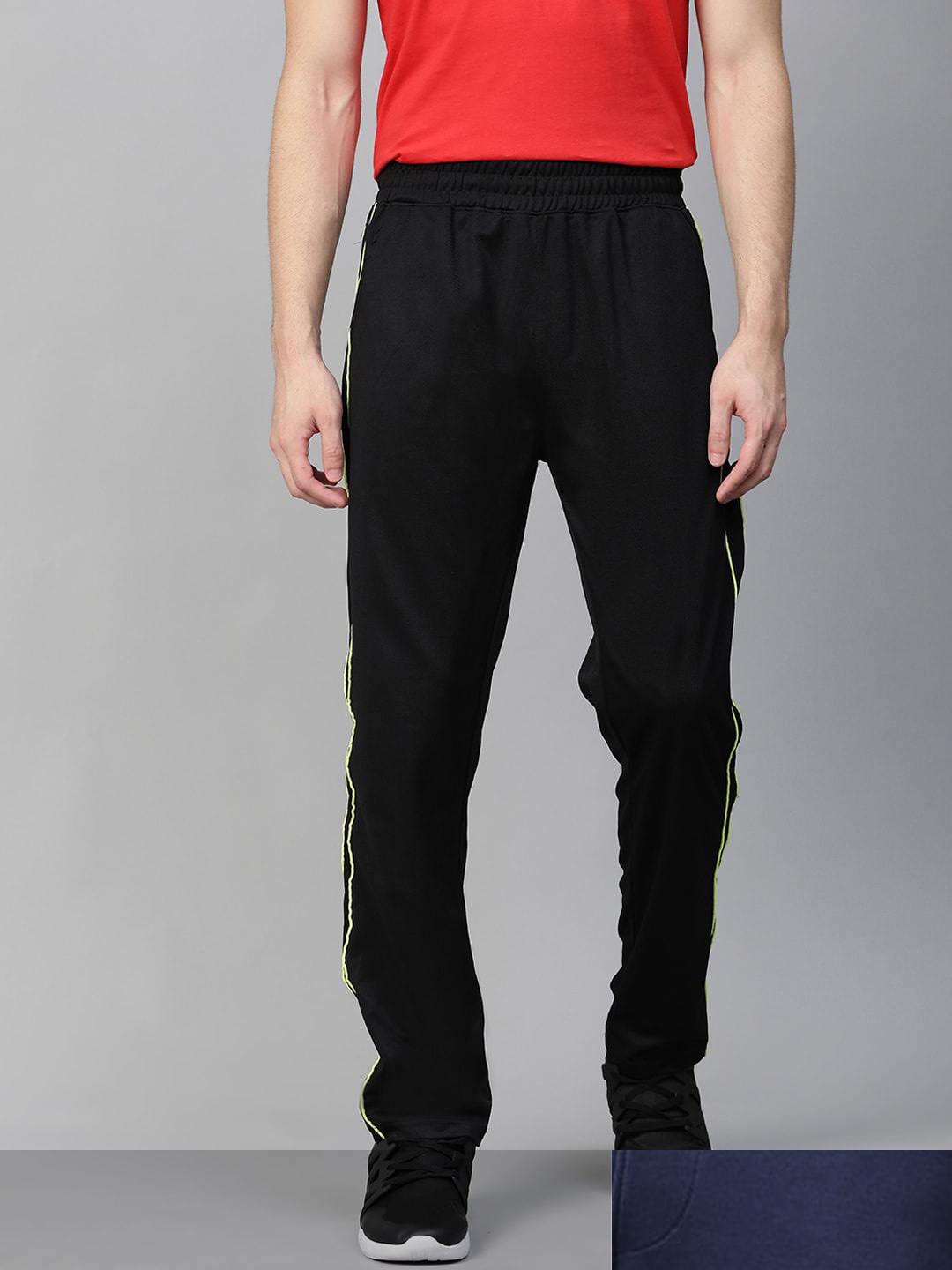 

HRX by Hrithik Roshan Men Pack of 2 Black Solid Regular Fit Track Pants, Navy blue