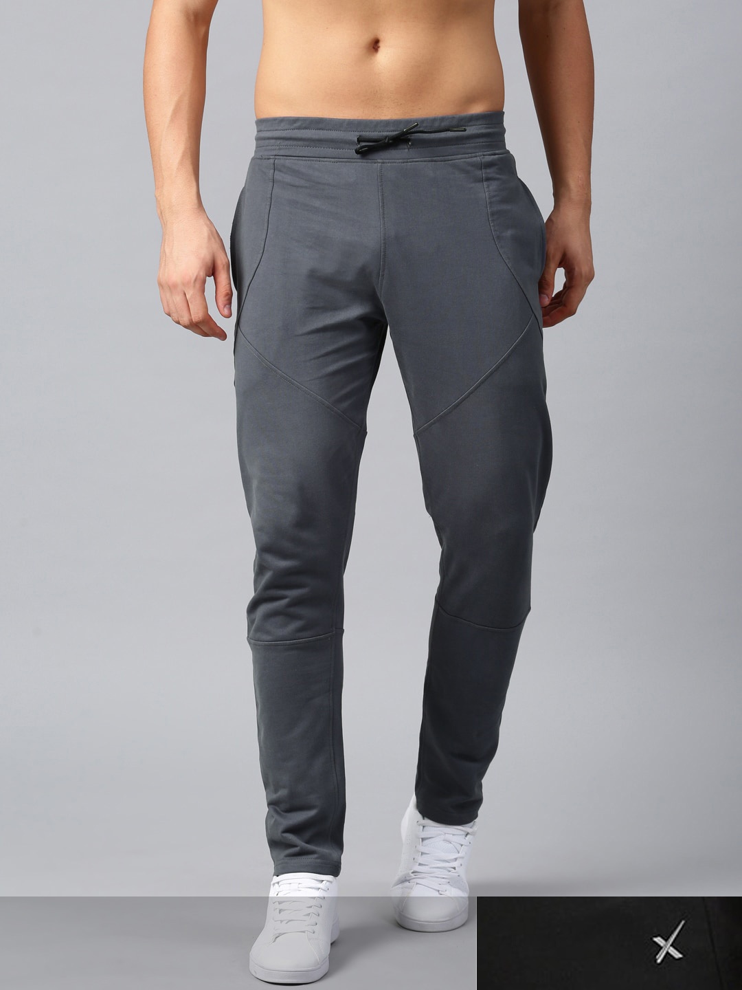 

HRX by Hrithik Roshan Men Pack of 2 Grey & Black Solid Joggers