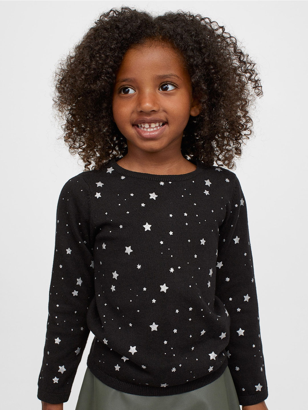 

H&M Girls Black Fine-Knit Cotton Jumper