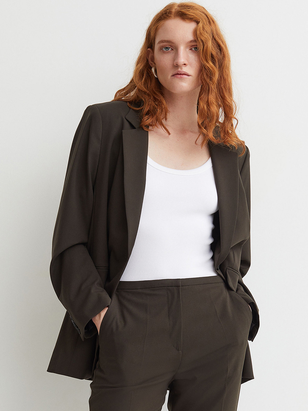 

H&M Women Green Solid Cigarette Trousers