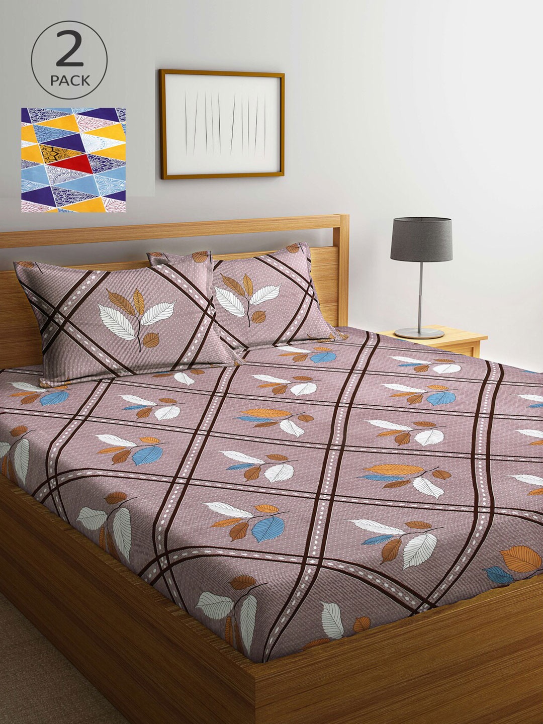 

Arrabi Yellow & Red Floral 300 TC 2 King Bedsheet with 4 Pillow Covers