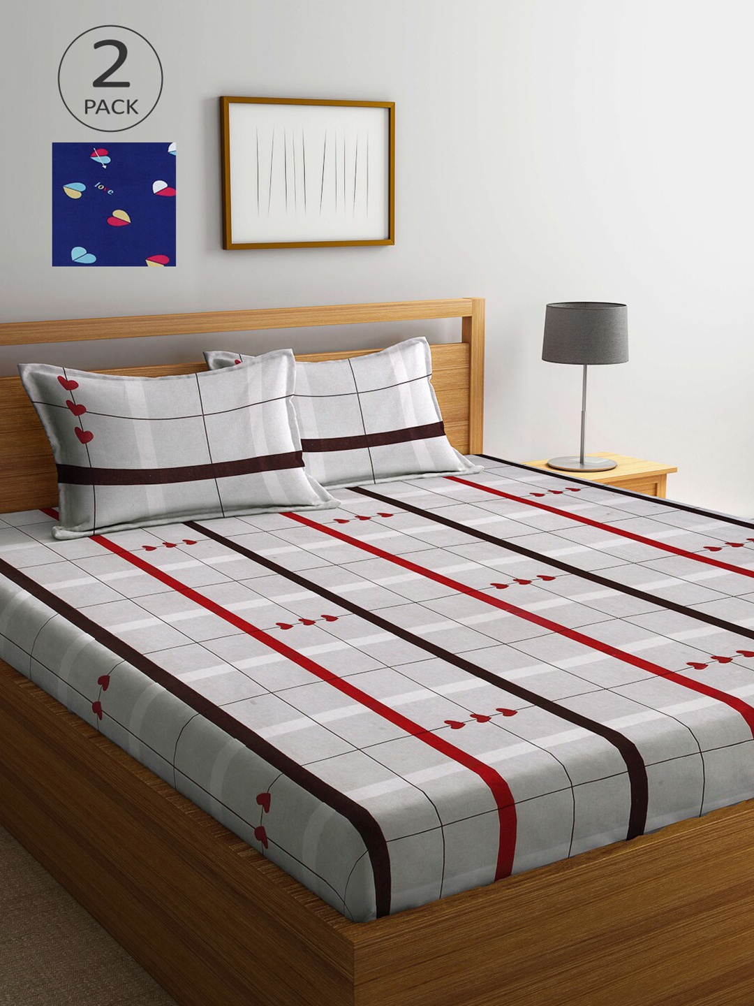 

Arrabi Multicoloured Printed 300 TC 2 King Bedsheet with 4 Pillow Covers, Multi