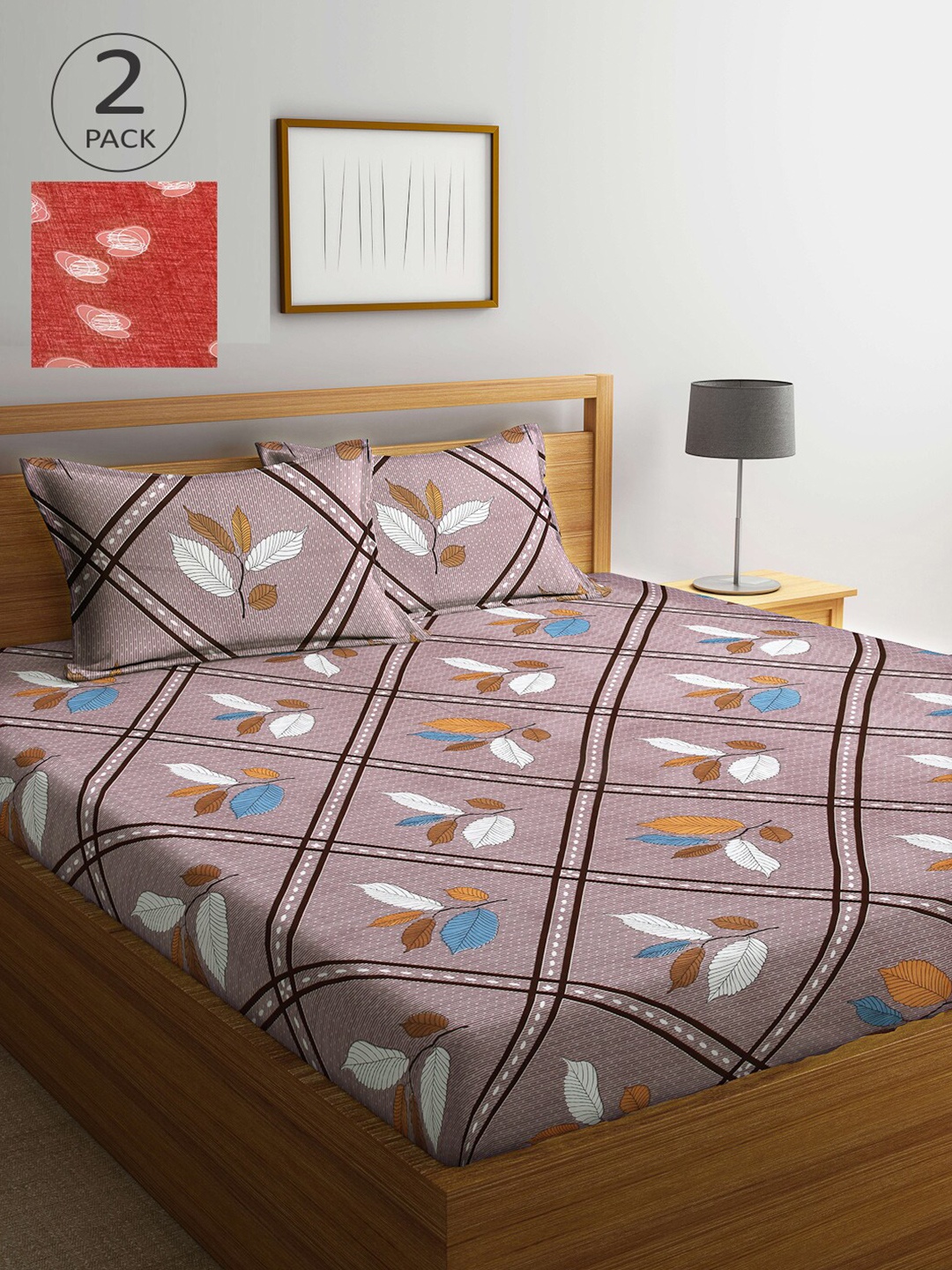 

Arrabi Multicoloured Graphic 300 TC 2 King Bedsheet with 4 Pillow Covers, Multi