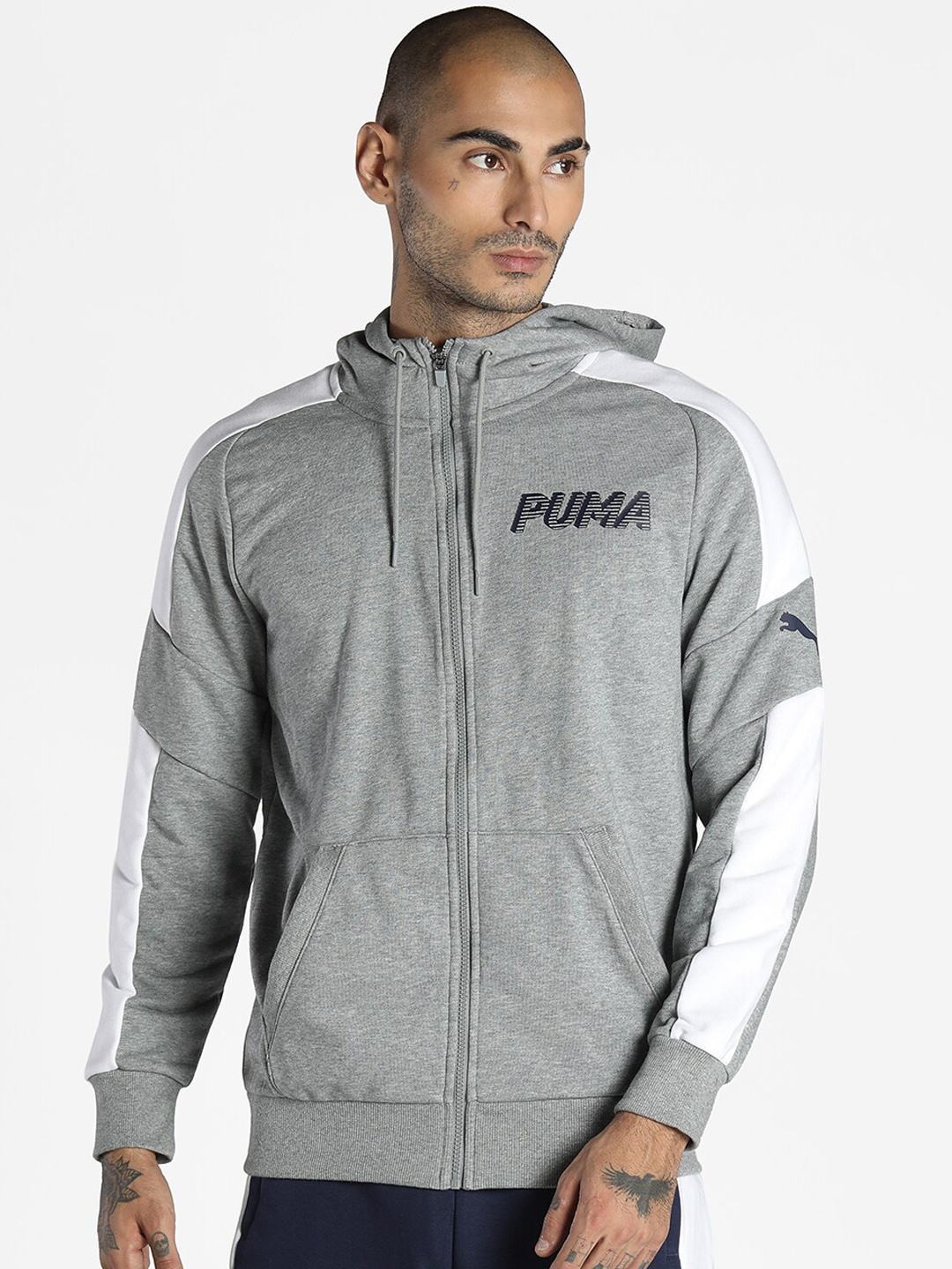 

Puma Men Grey Colorblocked Sports Hoodie