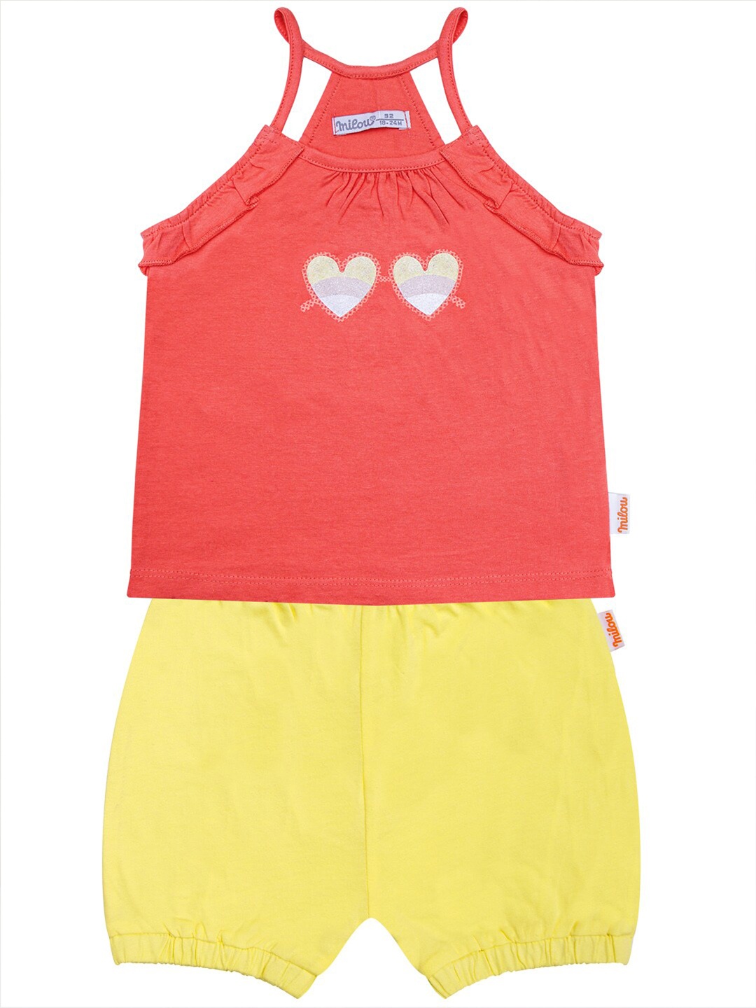 

milou Girls Pink & Yellow Top with Shorts