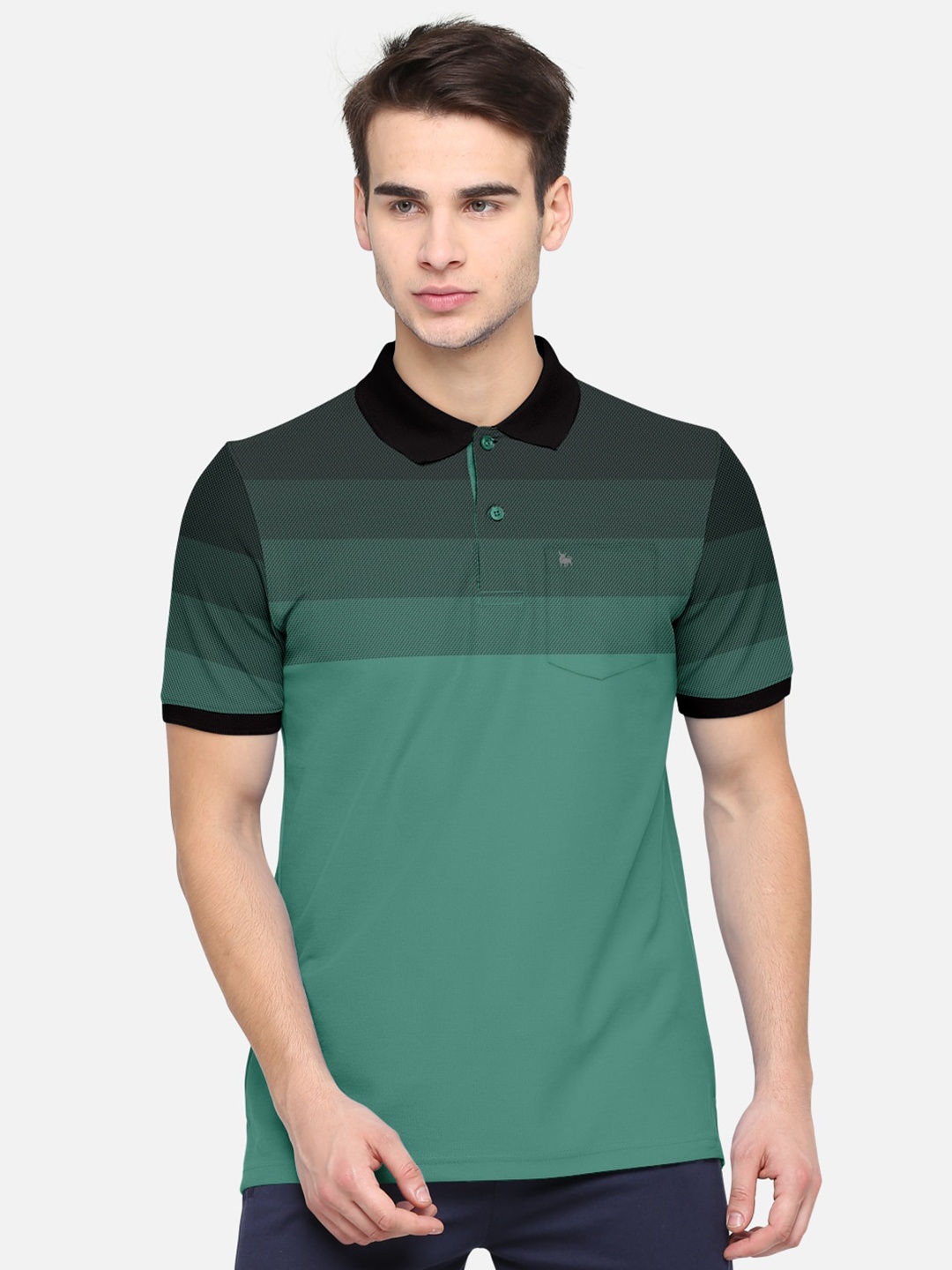 

BULLMER Men Green Polo Collar T-shirt