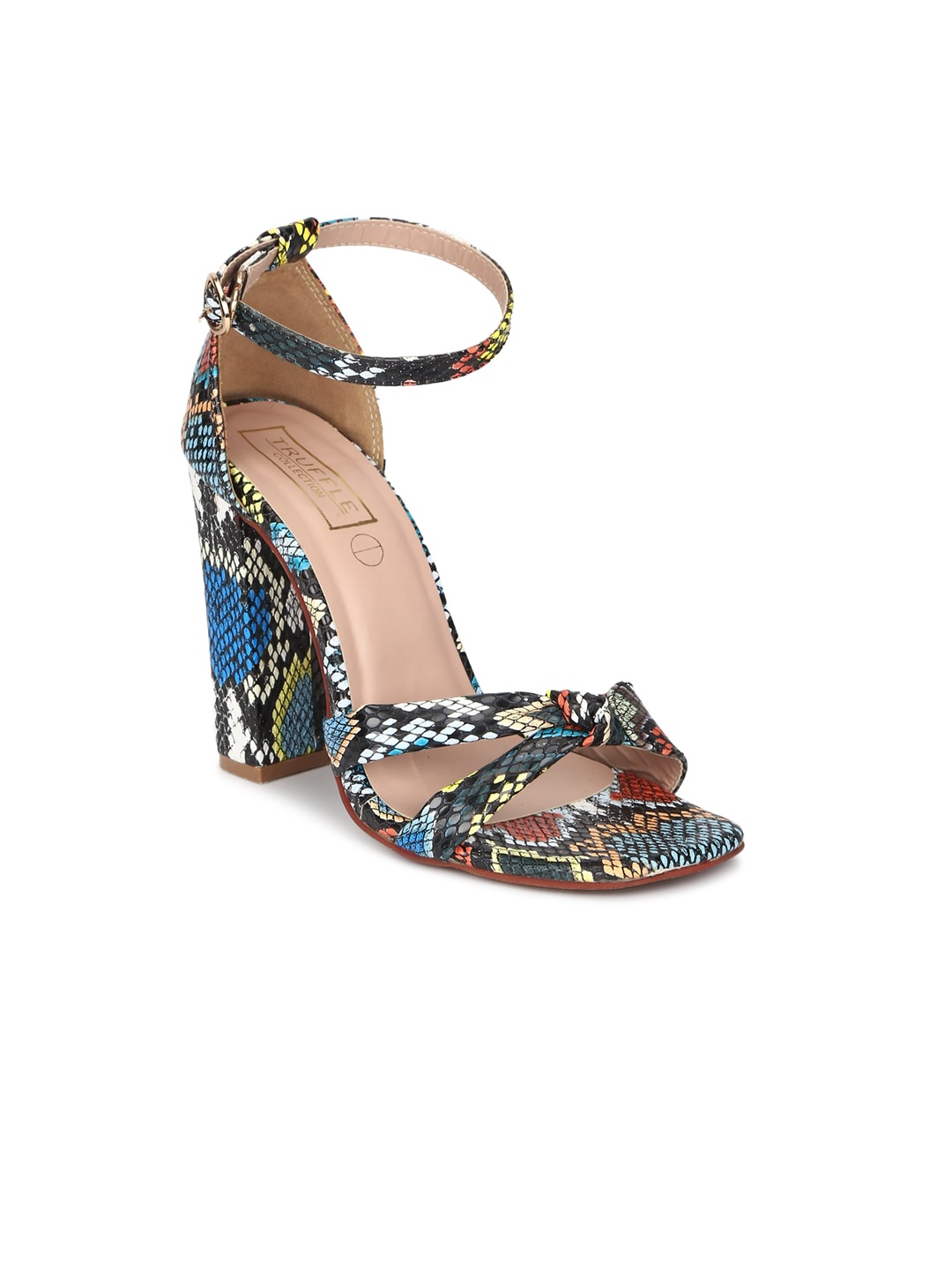 

Truffle Collection Multicoloured PU Block Sandals with Buckles, Multi