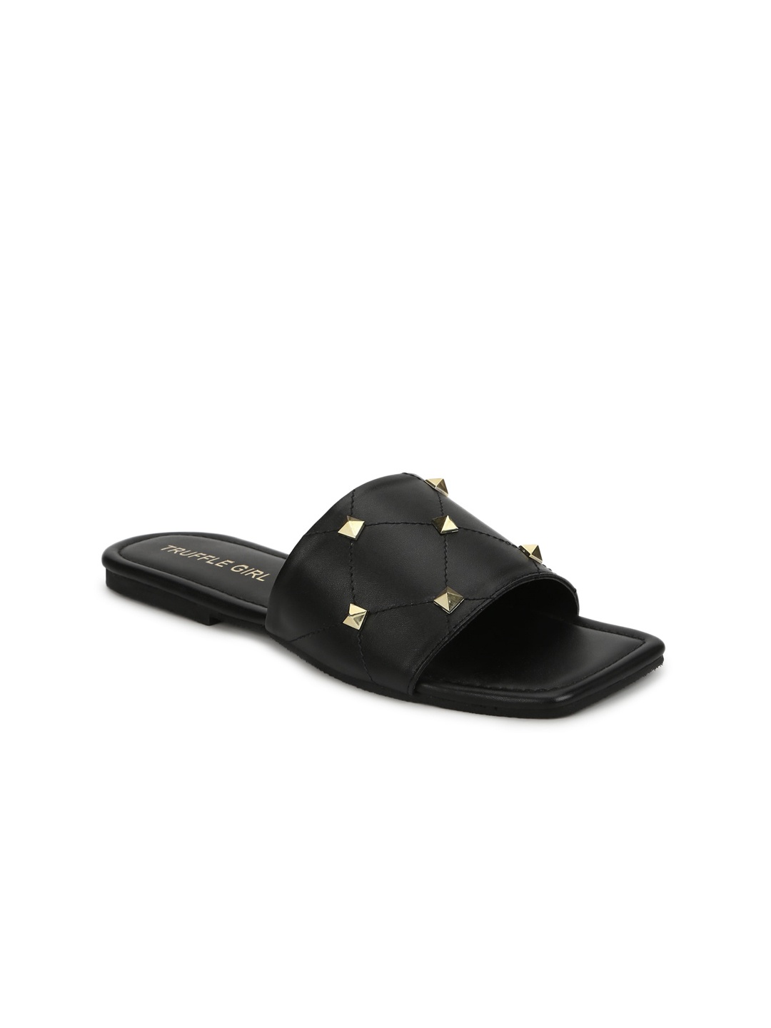 

Truffle Collection Women Black Embellished Open Toe Flats