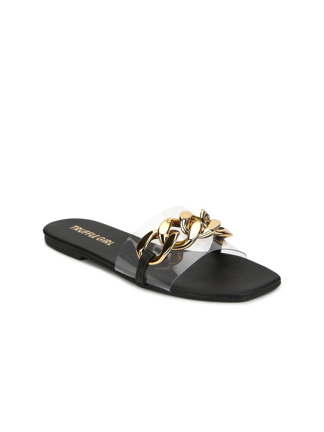 

Truffle Collection Women Black Embellished Open Toe Flats