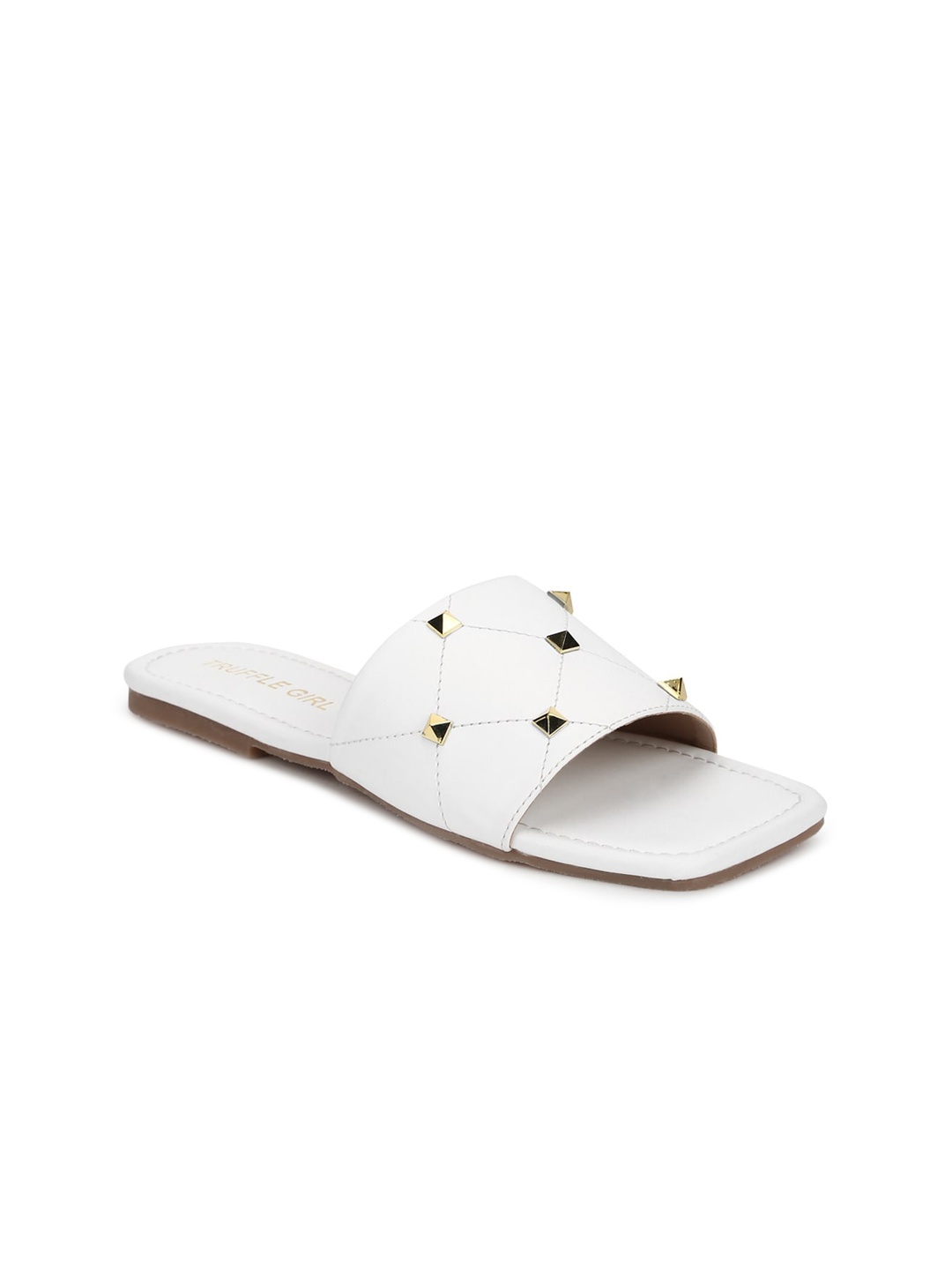 

Truffle Collection Women White Embellished Open Toe Flats