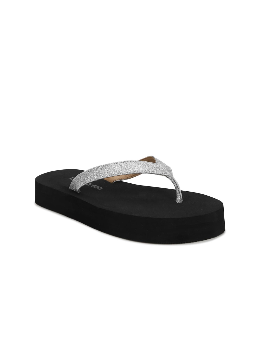

Truffle Collection Women Black Embellished Open Toe Flats