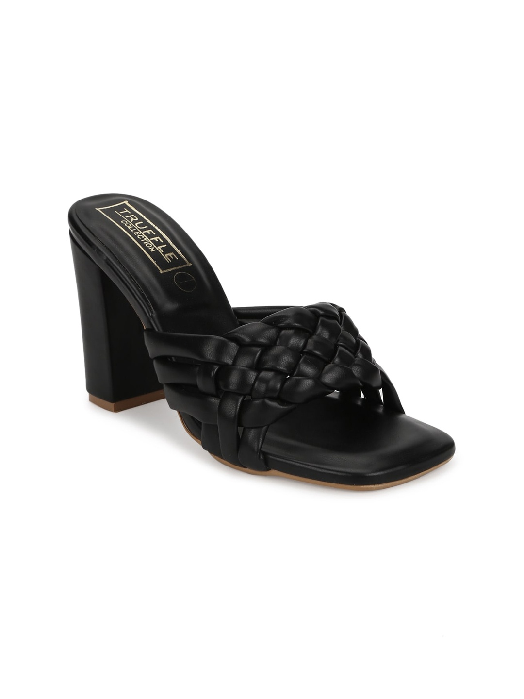 

Truffle Collection Black PU Block Sandals