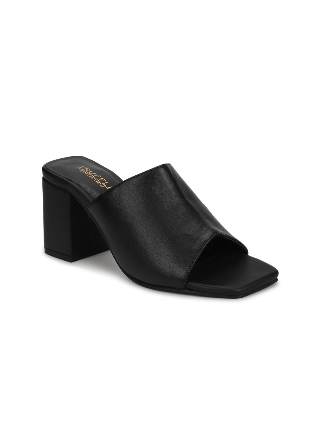 

Truffle Collection Black PU Block Sandals