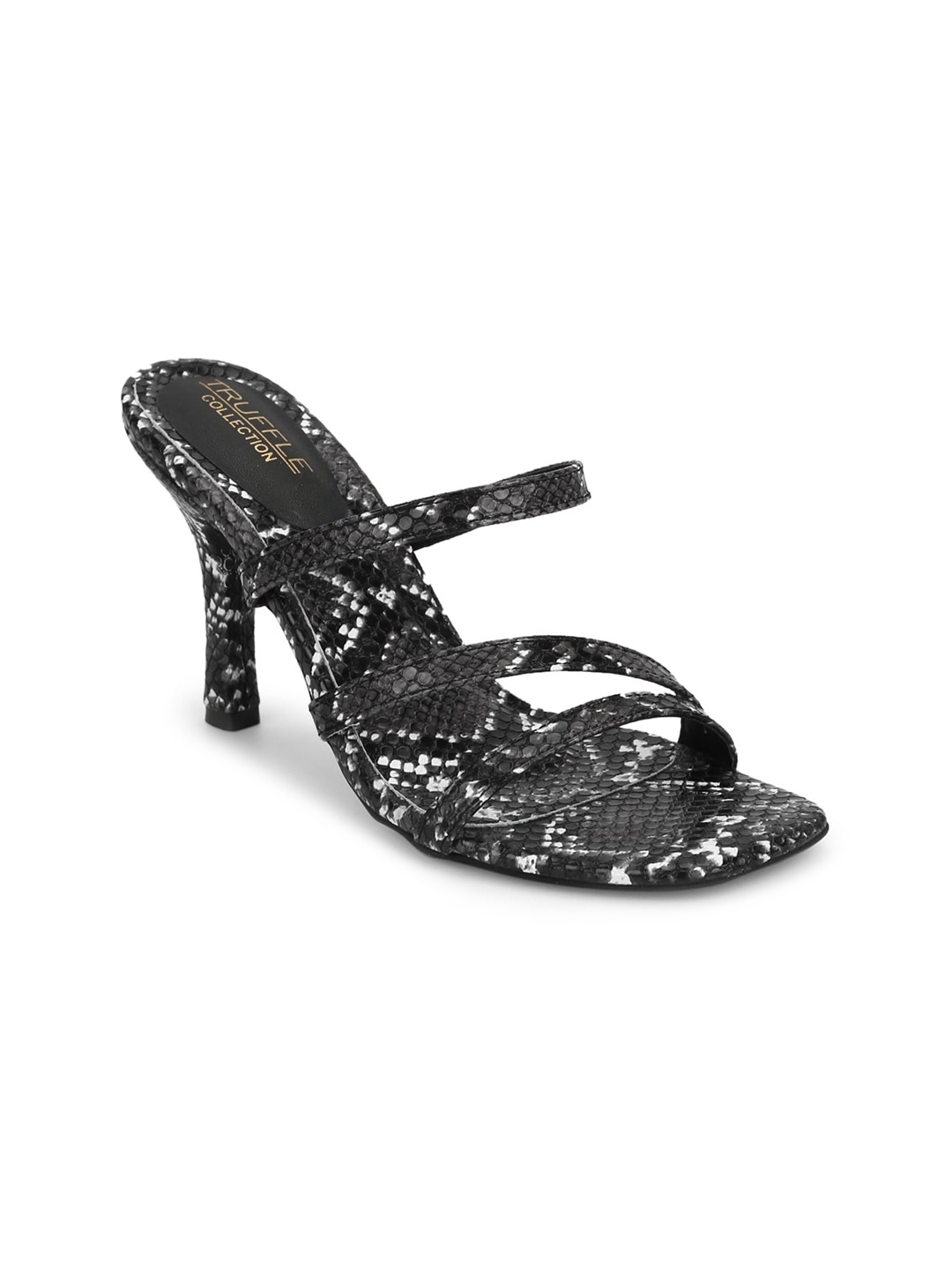 

Truffle Collection Black Printed PU Stilettos Sandals