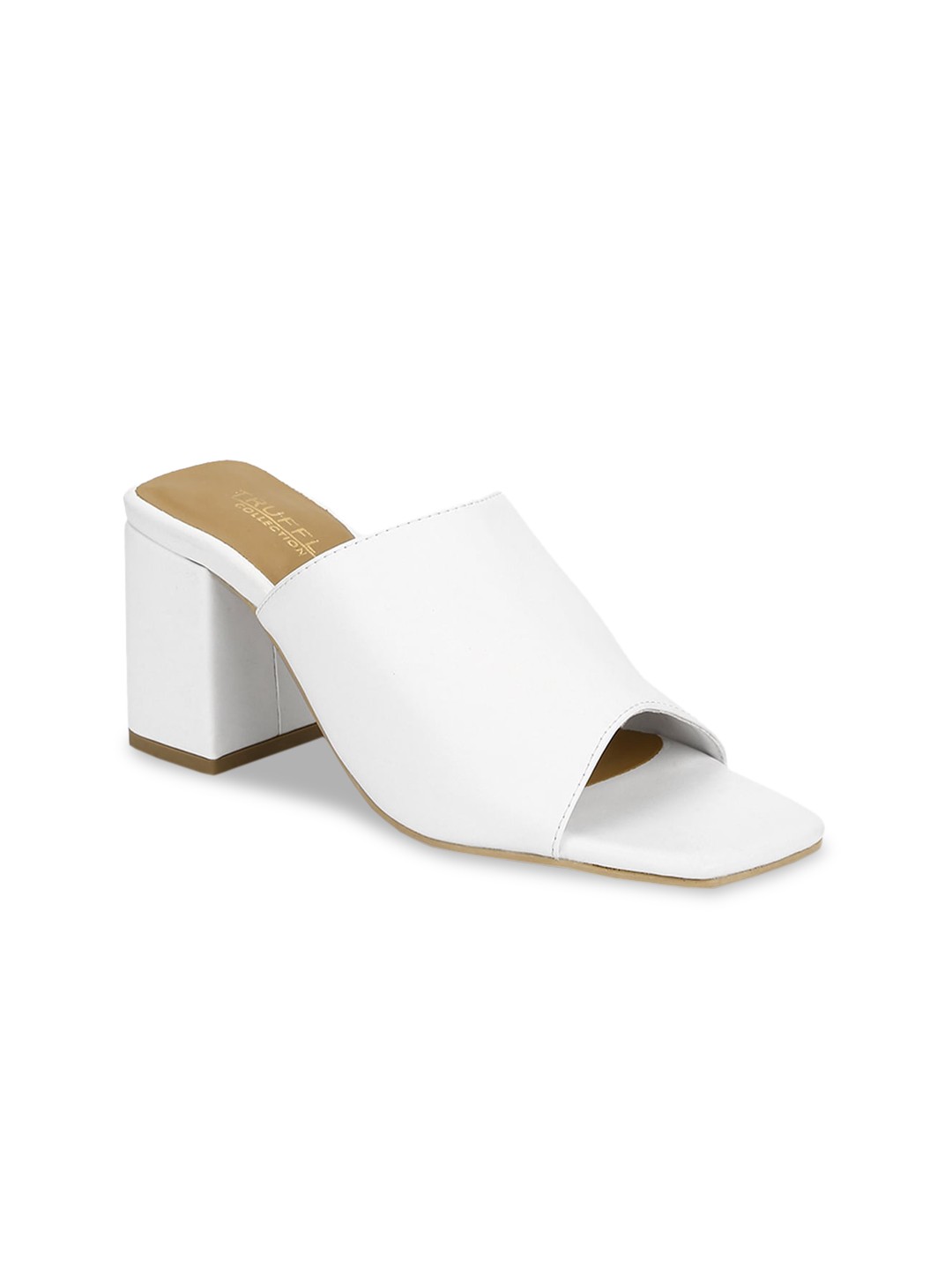 

Truffle Collection White PU Block Mules