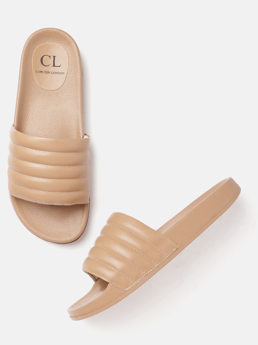 

Carlton London Women Beige Quilted Open Toe Flats