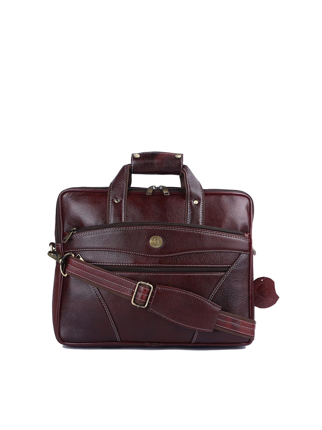 

HiLEDER Unisex Pure Leather Textured Laptop Bag, Brown