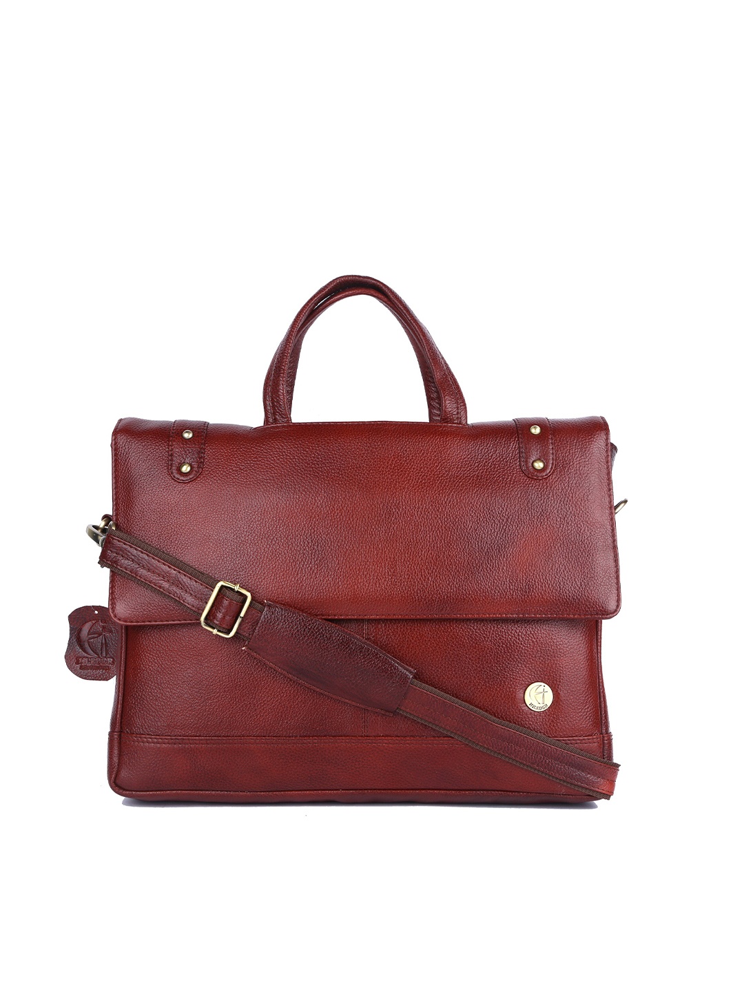

HiLEDER Unisex Brown Textured Leather 15 inch Laptop Bag