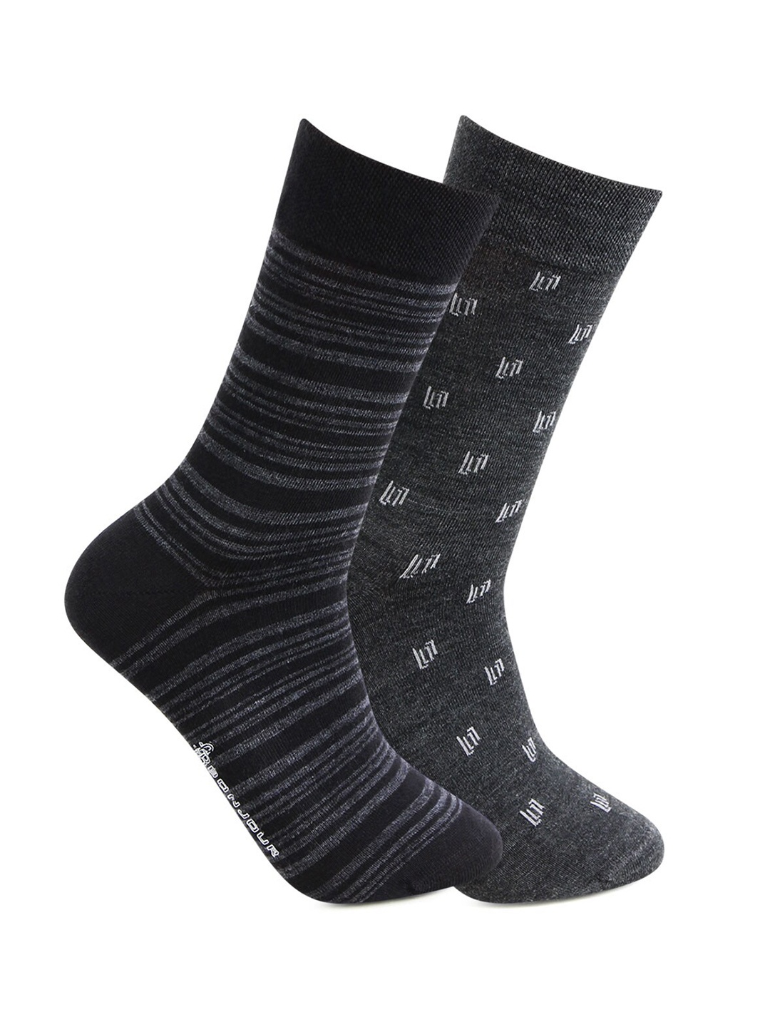 Bonjour Men Pack Of 2 Assorted Calf-Length Socks