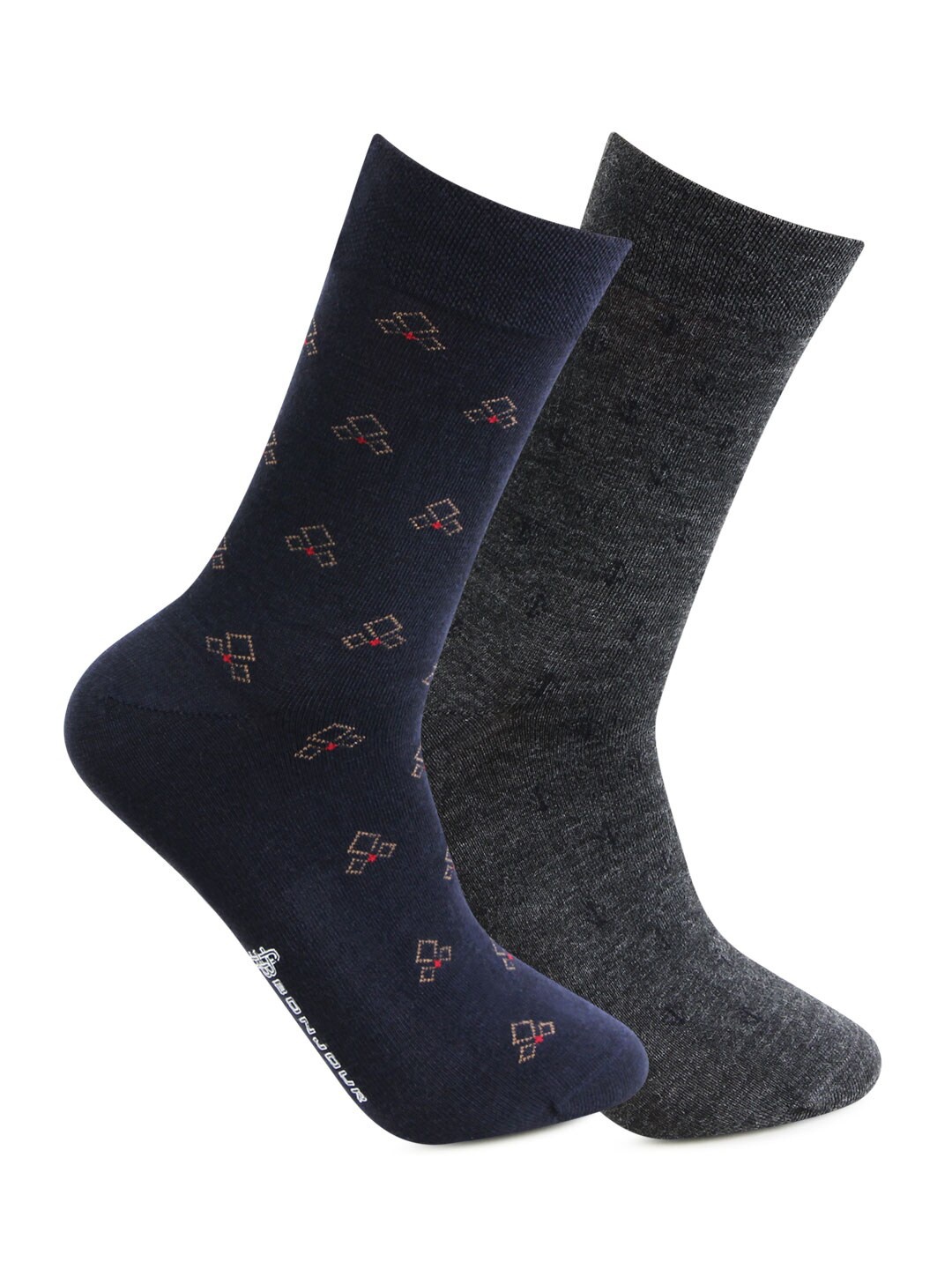Bonjour Men Pack Of 2 Assorted Woollen Calf-Length Socks