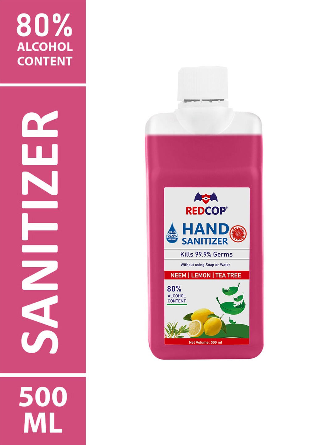 

REDCOP Unisex Alcohol Based Antibacterial Liquid Hand Sanitizer 500 ml, Pink