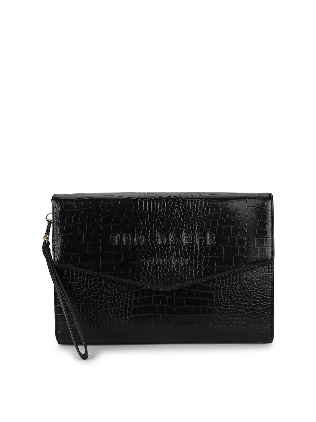 

Ted Baker Women Black Textured PU Envelope Wallet