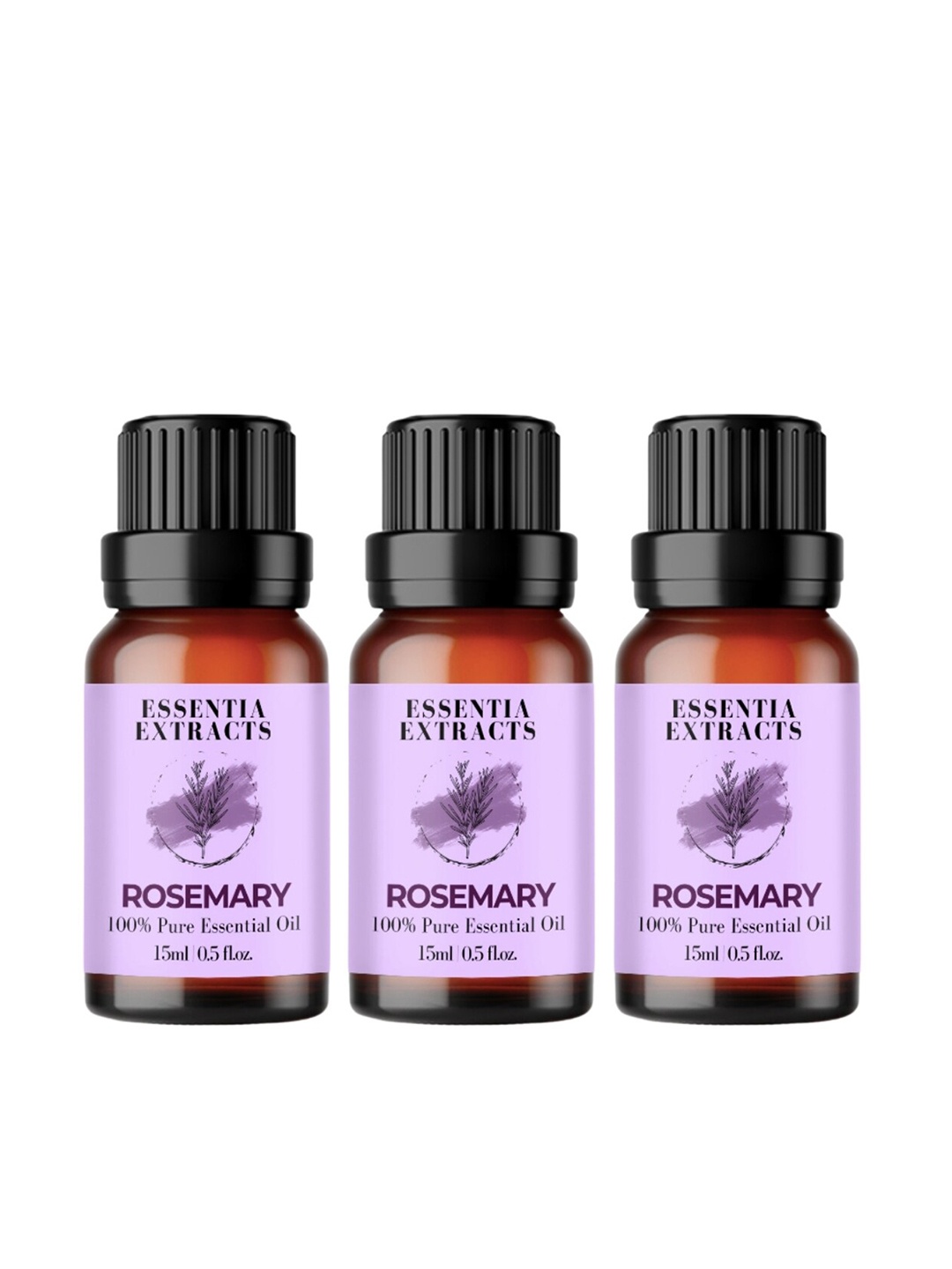 

ESSENTIA EXTRACTS Unisex Combo of 3 Rosemary Essential Oils 45ml, Transparent