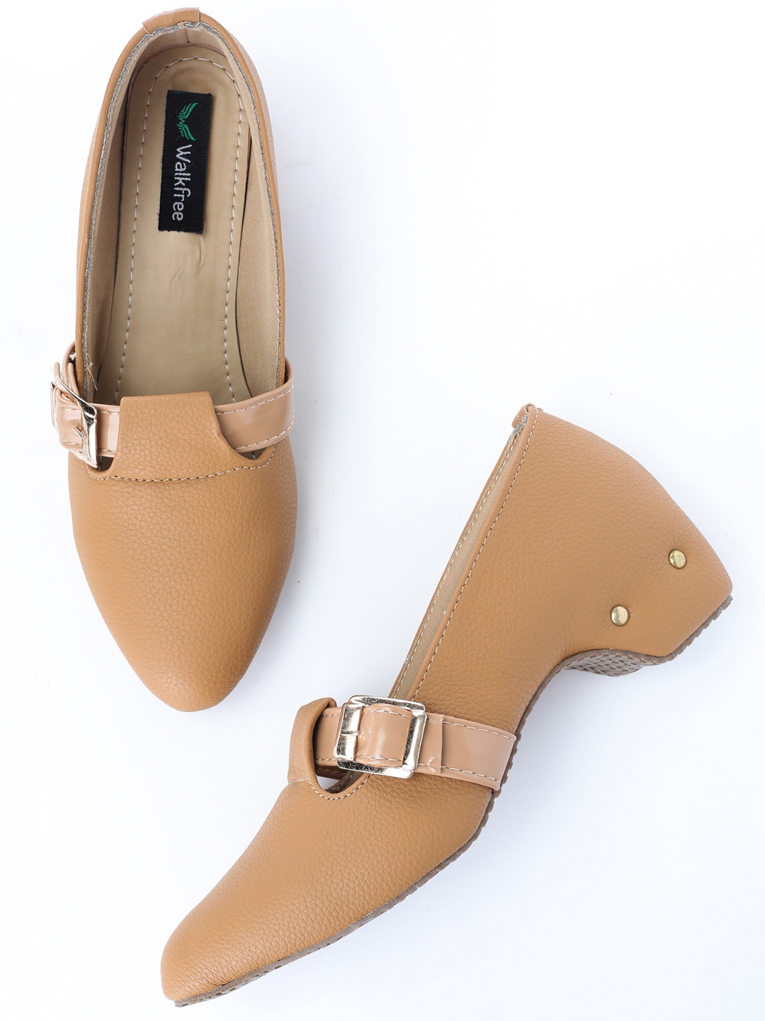 

Walkfree Women Brown Colourblocked Ballerinas with Buckles
