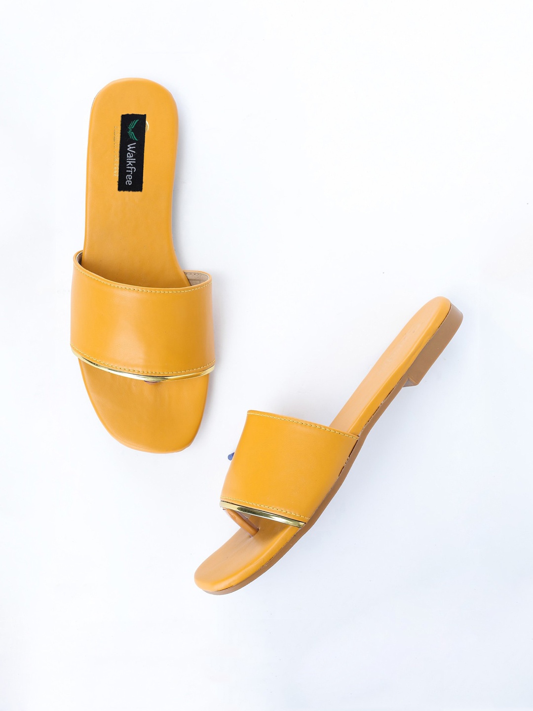 

Walkfree Women Yellow Colourblocked Open Toe Flats