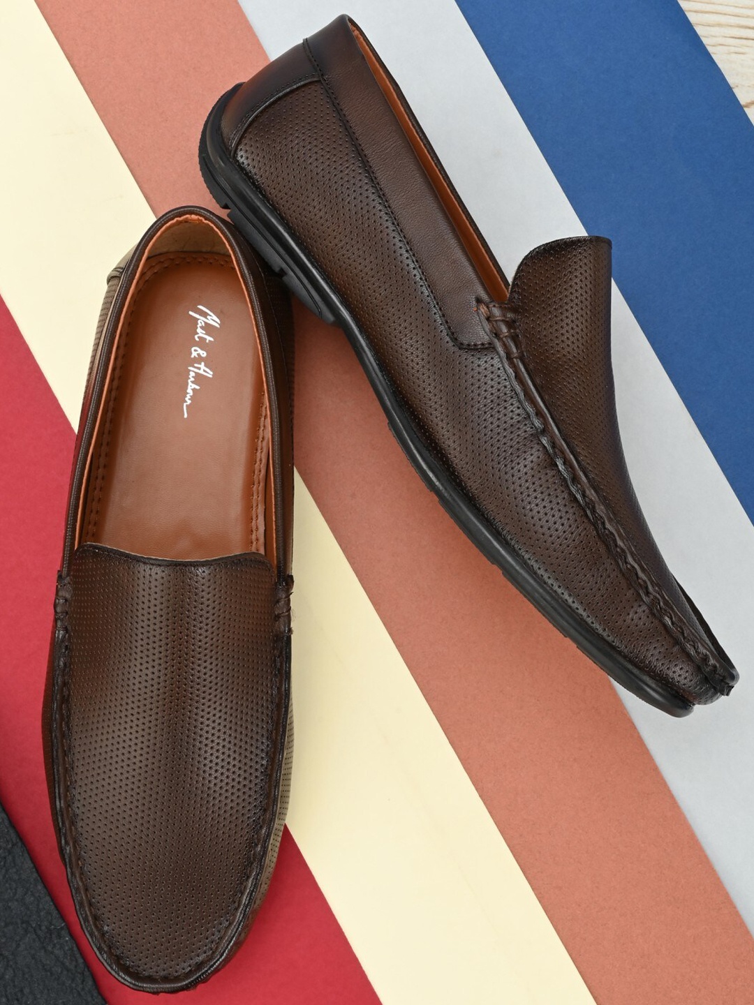 

Mast & Harbour Men Brown Textured Loafers