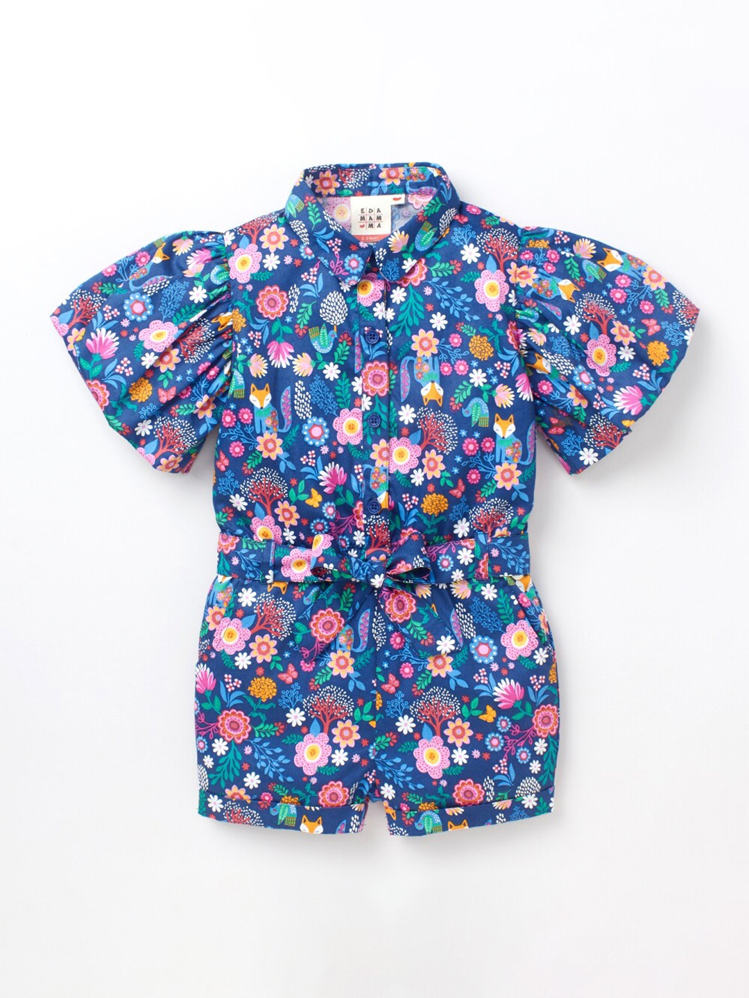 

Ed-a-Mamma Girls Blue Printed Jumpsuit