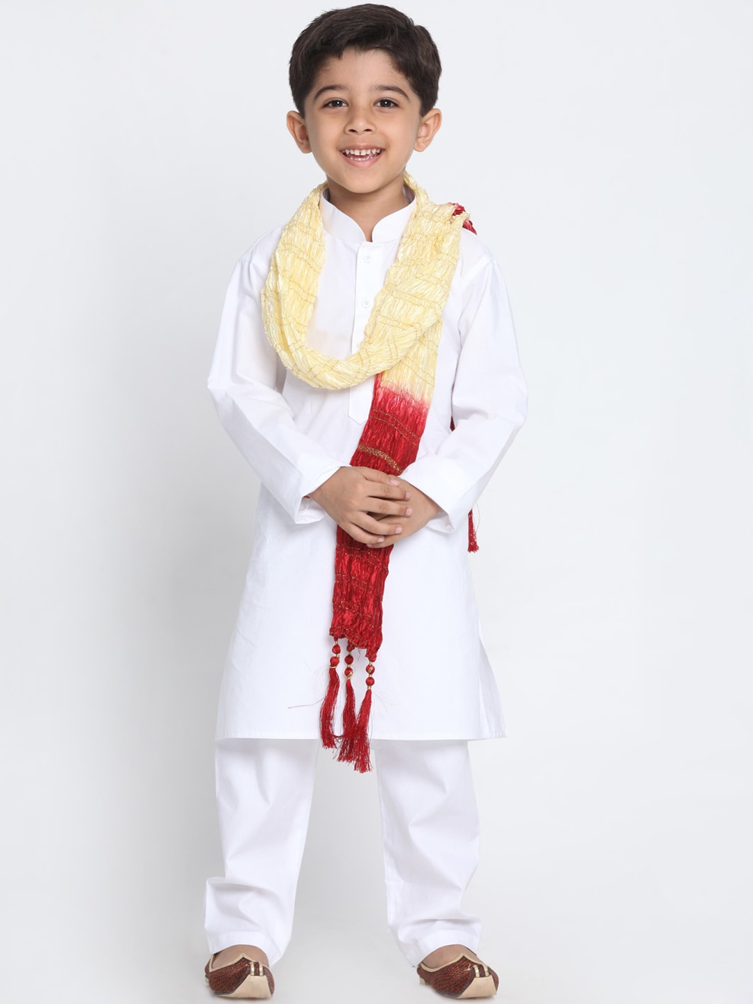 

JBN Creation Boys White Pure Cotton Kurta with Pyjamas & Dupatta