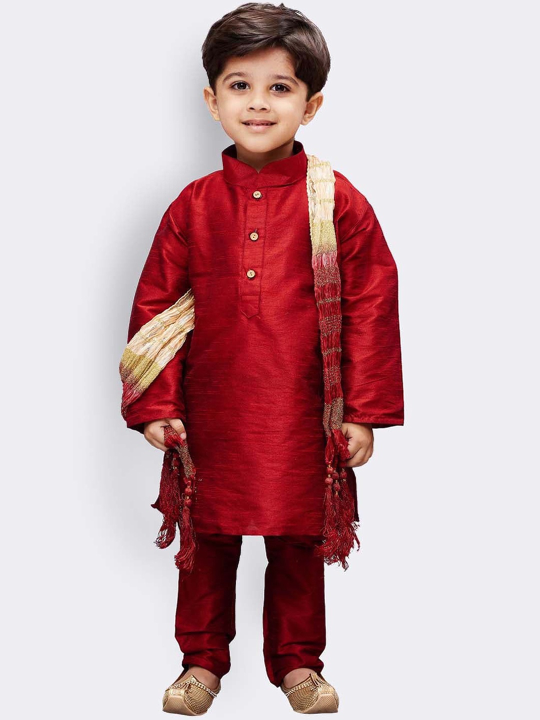 

JBN Creation Boys Maroon Solid Regular Kurta with Pyjamas & Dupatta