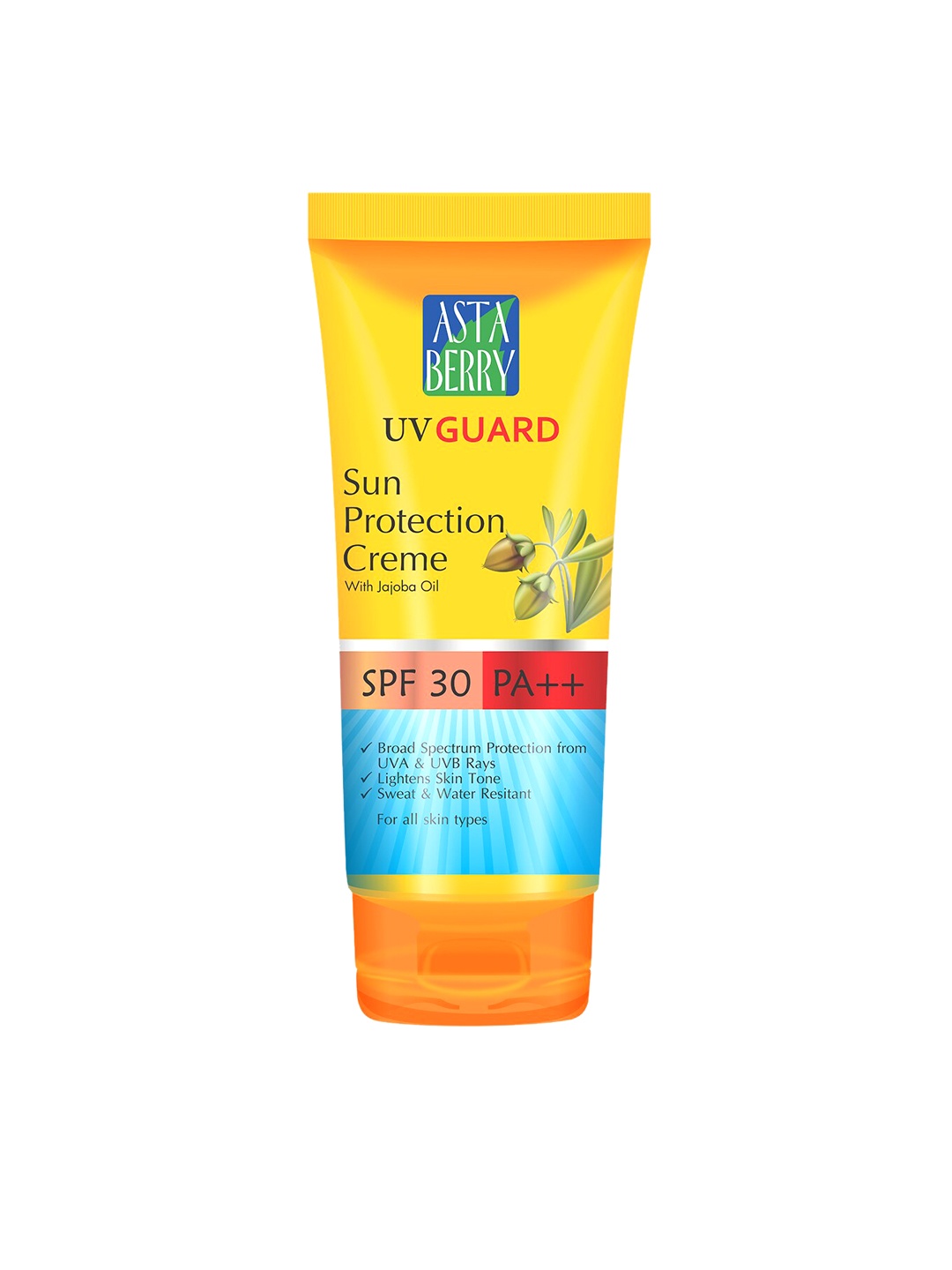 

Astaberry UV GUARD Sun Protection Creme SPF 30PA++ (With Jojoba Oil) 100ml, Yellow
