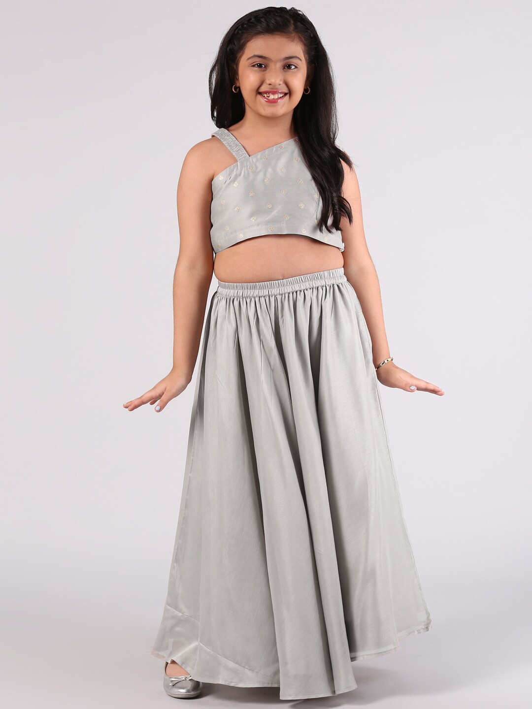 

Libas KIDS Girls Grey Ready to Wear Lehenga &