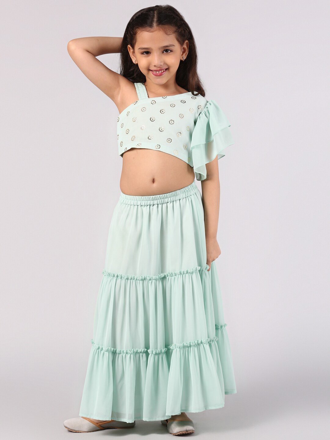 

Libas KIDS Girls Turquoise Blue Embellished Ready to Wear Lehenga &