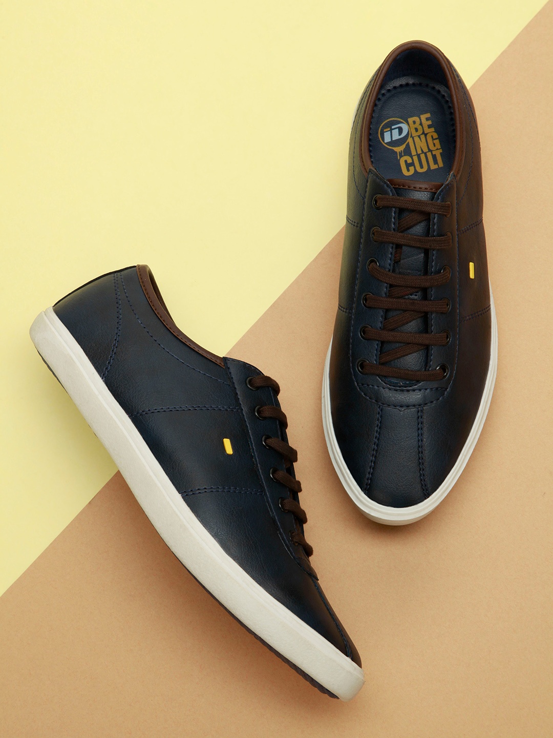 

ID Men Blue Textured Leather Sneakers