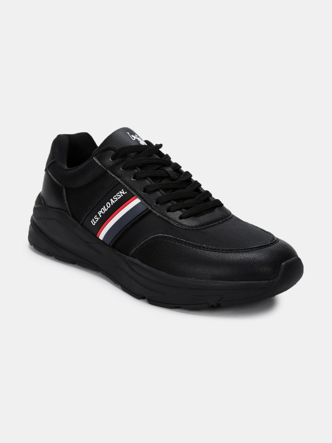 

U S Polo Assn Men Black Striped PU Sneakers