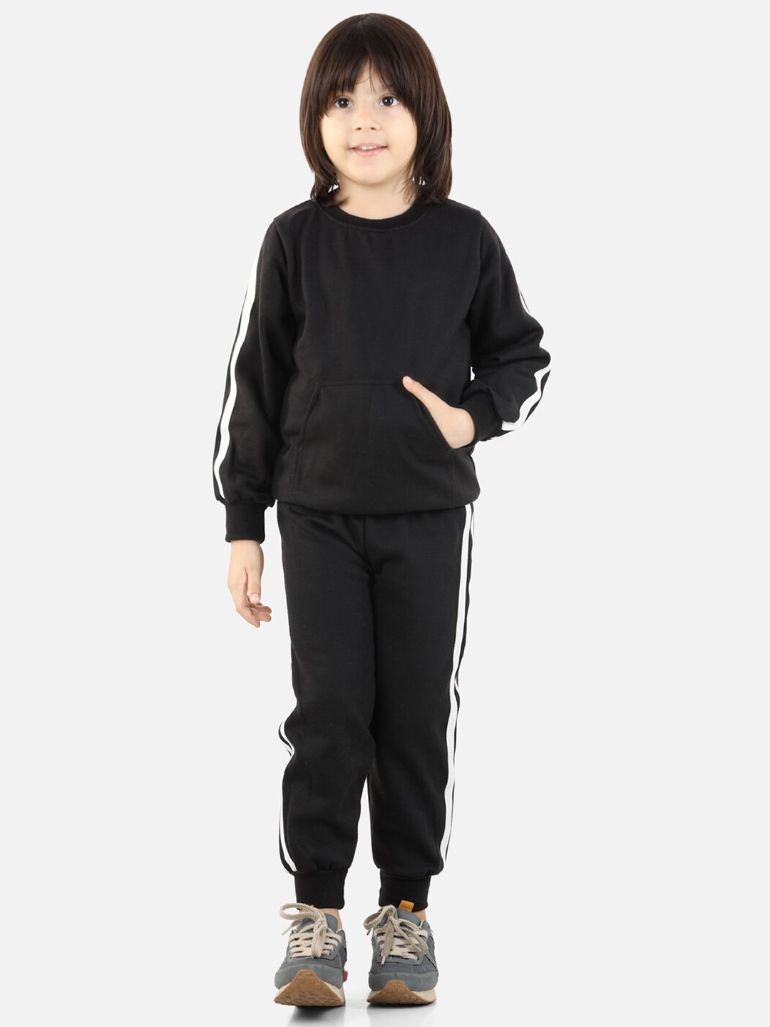 

Cutiekins Boys Black & White Stripe Lace Front Pocket Sweatshirt & Track Pant