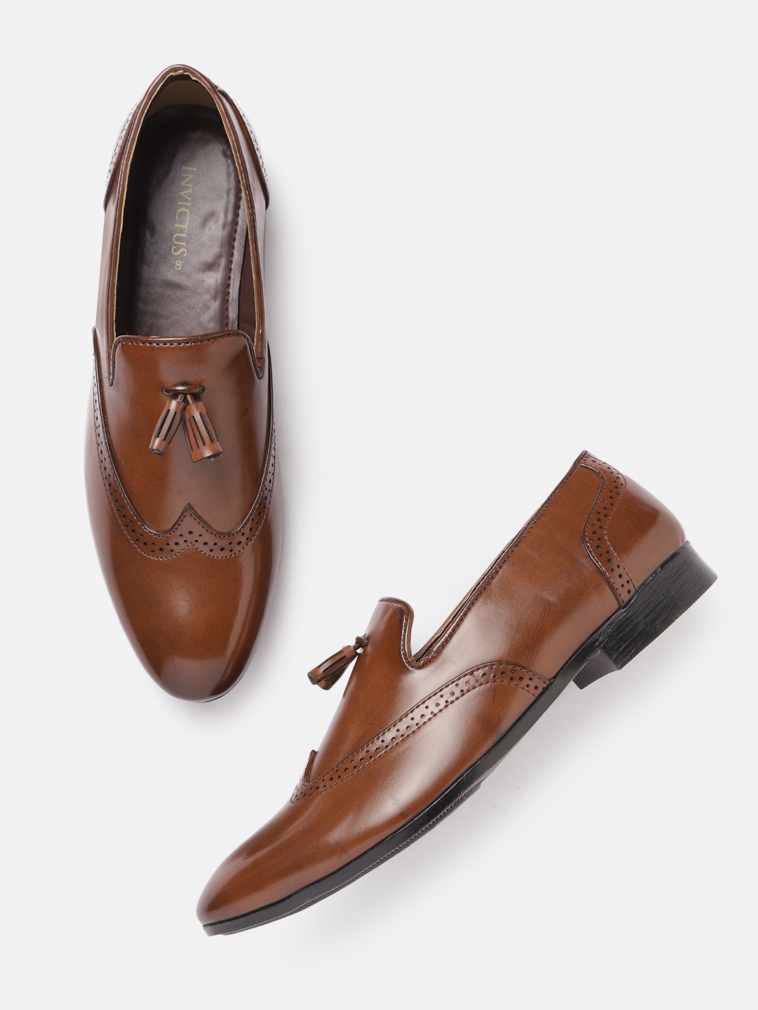 

INVICTUS Men Brown Tasseled Formal Slip-Ons