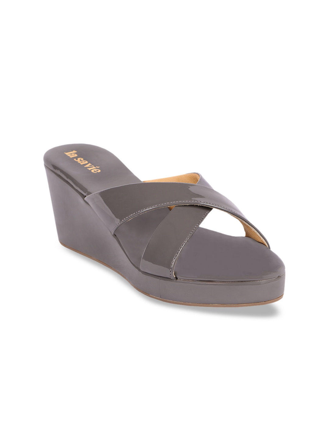 

LA SAVIE Grey High-Top Wedge Sandals
