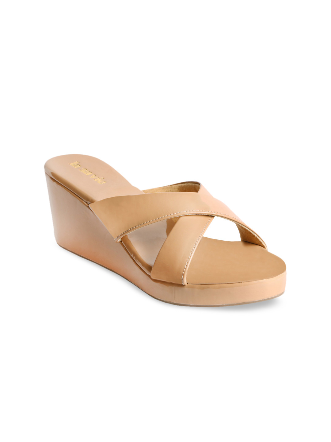 

LA SAVIE Gold-Toned Wedge Sandals