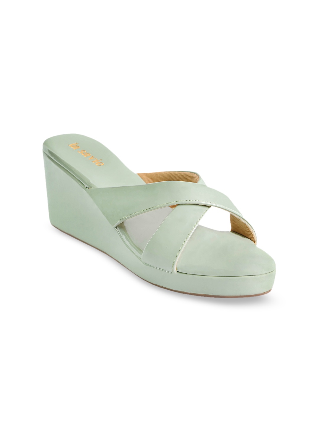 

LA SAVIE Green Wedge Sandals
