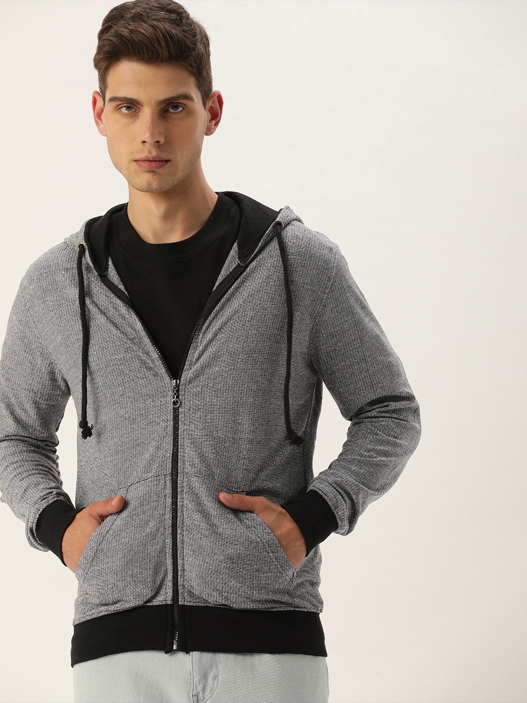 

ARISE Men Grey Hooded Sweatshirt