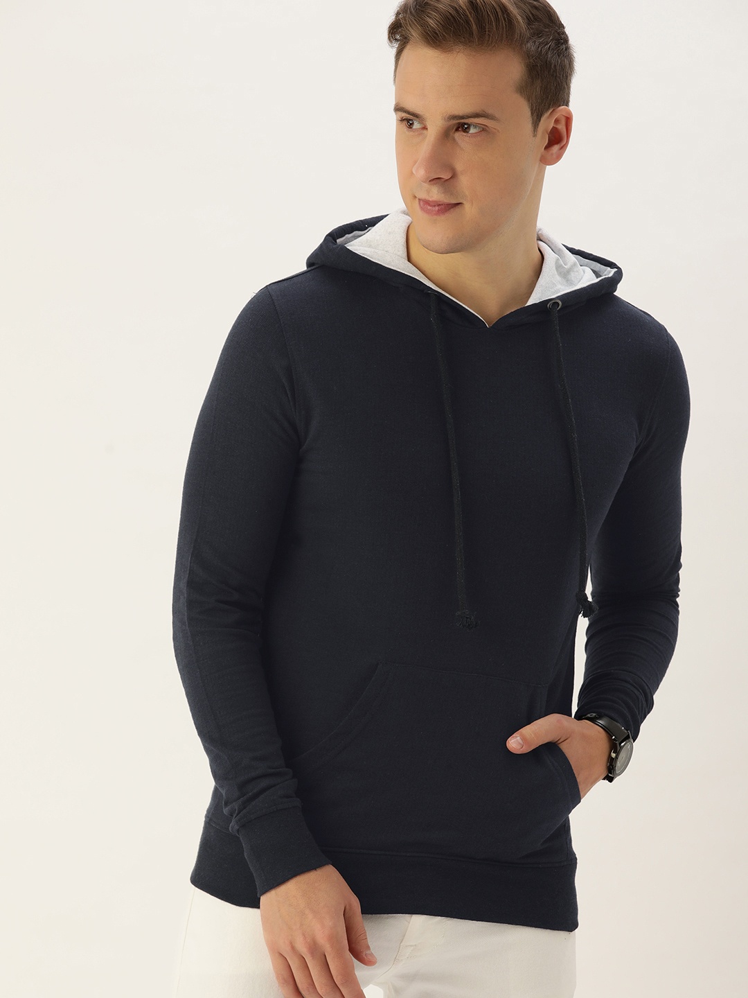 

ARISE Men Navy Blue Hooded Sweatshirt