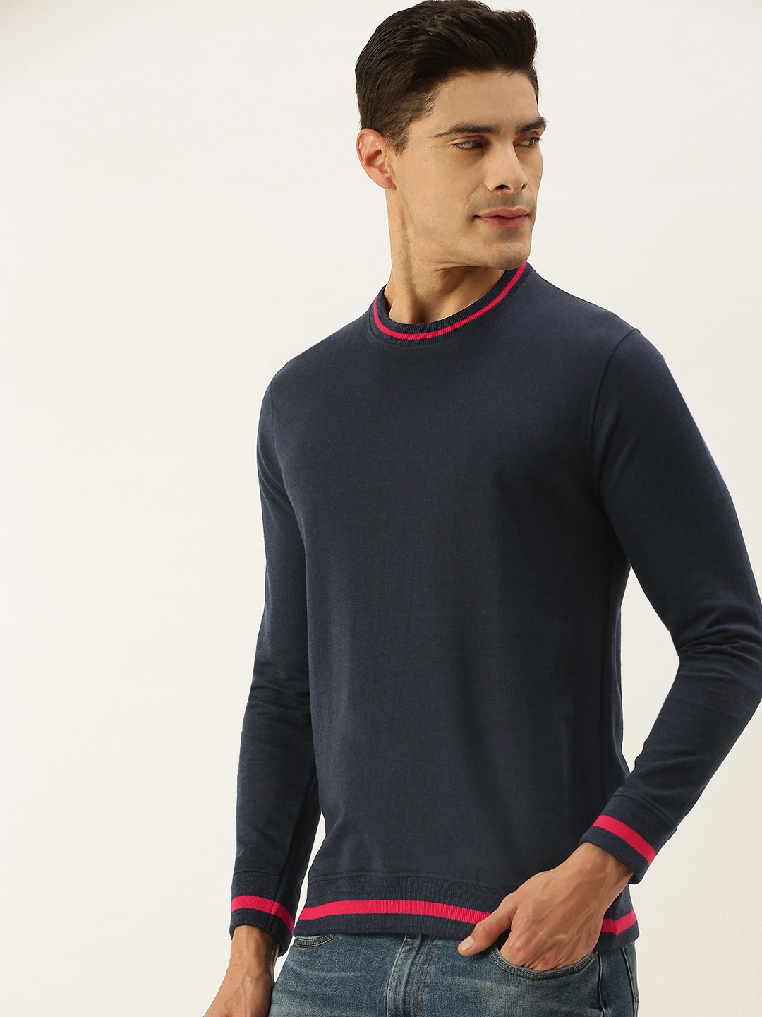 

ARISE Men Navy Blue Pure Cotton Sweatshirt